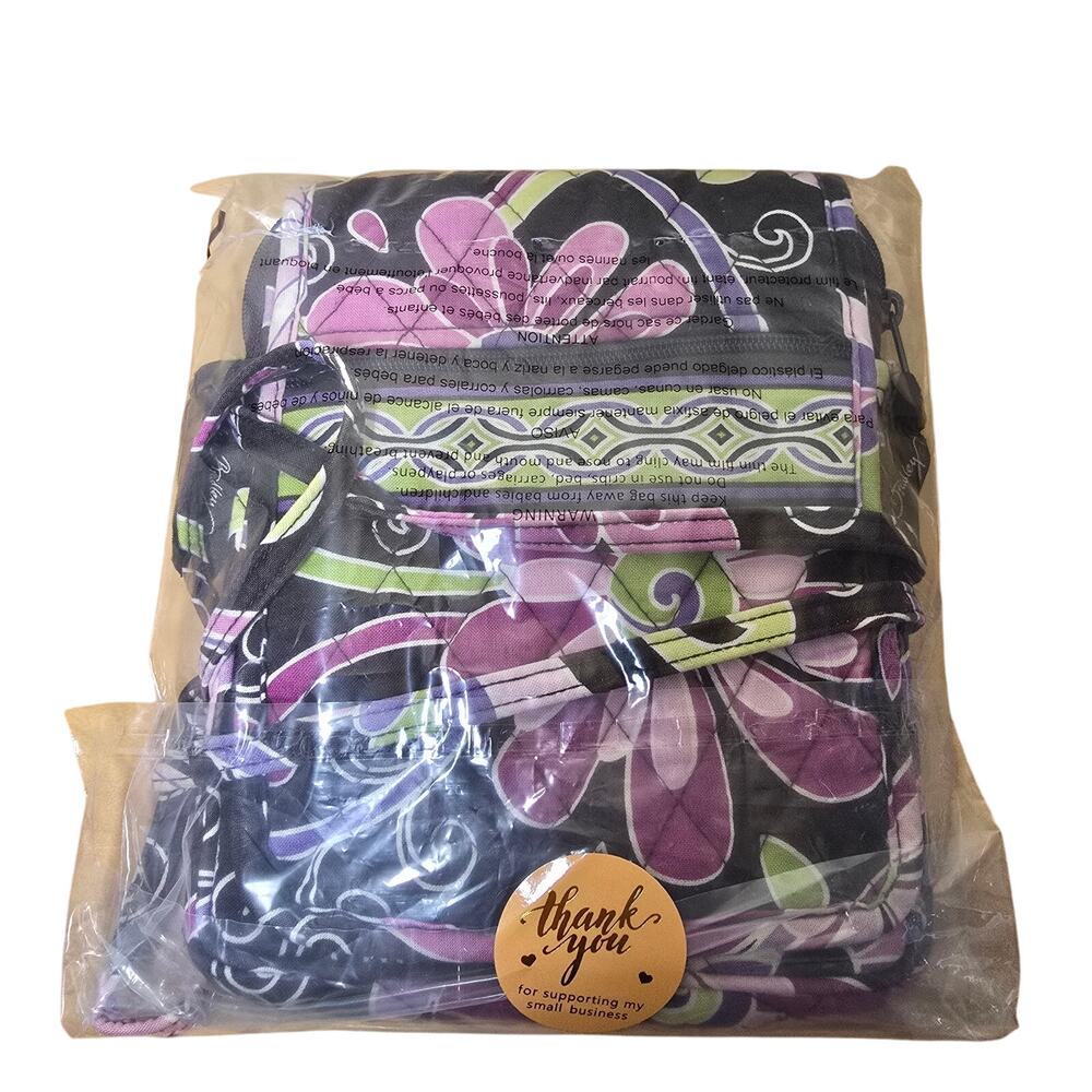 Vera Bradley Purple Punch Mini Hipster Purse Handbag Cross Body Pink Flower - Picture 6 of 6